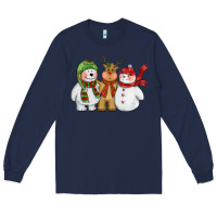 Navy christmas polar bear reindeer and snowman Long Sleeve Tee - CowGirlArtShop