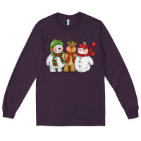 Plum christmas polar bear reindeer and snowman Long Sleeve Tee - CowGirlArtShop