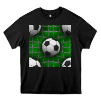 Black soccer ball with goal nets seamless pattern Heavy Core Tee - BundleAndBundleShop