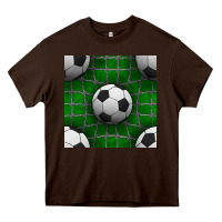 Chocolate Brown soccer ball with goal nets seamless pattern Heavy Core Tee - BundleAndBundleShop