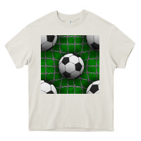 Cream soccer ball with goal nets seamless pattern Heavy Core Tee - BundleAndBundleShop