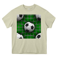 Mossy soccer ball with goal nets seamless pattern Heavy Core Tee - BundleAndBundleShop