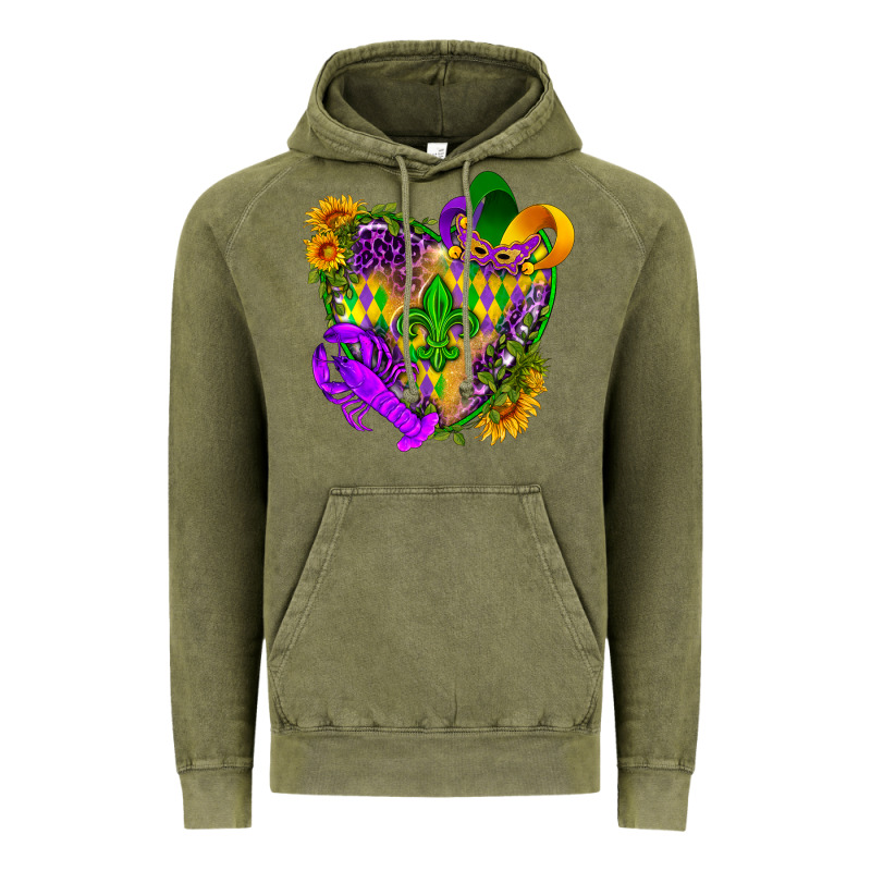 Mardi Gras Heart Vintage Hoodie by HowdyJamesFarm | Teevron