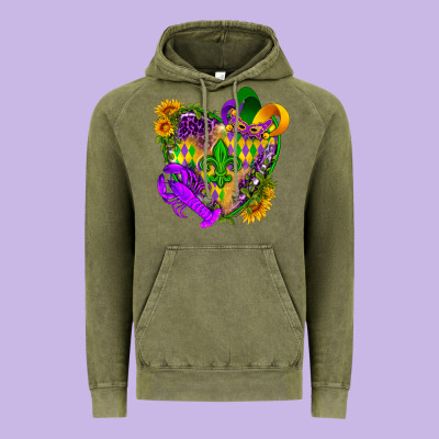 Mardi Gras Heart Vintage Hoodie Designed By Howdyjamesfarm