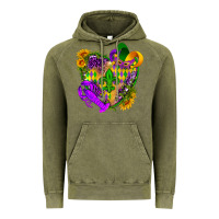 Vintage Olive Mardi Gras heart Vintage Hoodie - HowdyJamesFarm