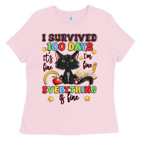 Bubblegum Pink i survived 100 days it's fine i'm fine Ladies Tee - Artiststas