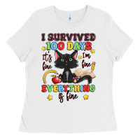 White i survived 100 days it's fine i'm fine Ladies Tee - Artiststas