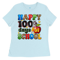 Baby Blue happy 100 th days of school Ladies Tee - Artiststas