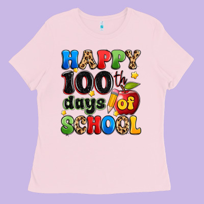 Happy 100 Th Days Of School Ladies Tee Designed By Artiststas
