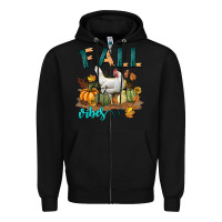 Black Fall Vibes Chicken Zipper Hoodie - LillyAllenDesigns