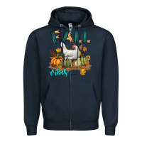 Navy Fall Vibes Chicken Zipper Hoodie - LillyAllenDesigns