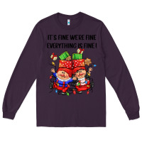 Plum its fine were fine everything is fine Long Sleeve Tee - CowGirlArtShop