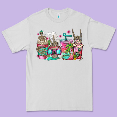 Skeleton Summer Coffee Cups Premium Tee Designed By Jasminsmagicworld