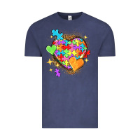 Vintage Denim Autism hearts Vintage Tee - NancyCooperArtShop