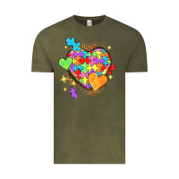 Vintage Olive Autism hearts Vintage Tee - NancyCooperArtShop