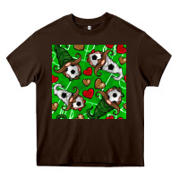 Chocolate Brown soccer gnomes and hearts seamless pattern Heavy Core Tee - BundleAndBundleShop