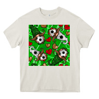 Cream soccer gnomes and hearts seamless pattern Heavy Core Tee - BundleAndBundleShop