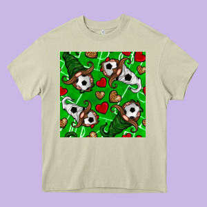Soccer Gnomes And Hearts Seamless Pattern Heavy Core Tee Designed By Bundleandbundleshop