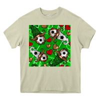 Mossy soccer gnomes and hearts seamless pattern Heavy Core Tee - BundleAndBundleShop