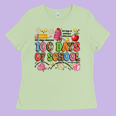 100 Days Of School Ladies Tee Designed By Artiststas