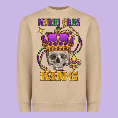 Skull Mardi Gras King Heavyweight Sweatshirt Designed By Fadigitalartstudio