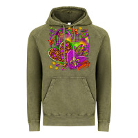 Vintage Olive Mardi Gras hearts Vintage Hoodie - HowdyJamesFarm