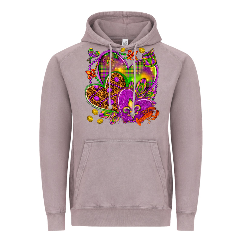 Mardi Gras Hearts Vintage Hoodie by HowdyJamesFarm | Teevron