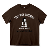Chocolate Brown Trending Split Rock Lighthouse Minnesota State Park Heavy Core Tee - lanVoArt