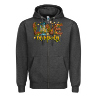 Charcoal Heather Love Camping Zipper Hoodie - CowhideDigitalArt