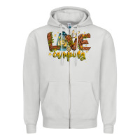 Dove Grey Love Camping Zipper Hoodie - CowhideDigitalArt