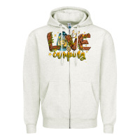 Oatmeal Heather Love Camping Zipper Hoodie - CowhideDigitalArt