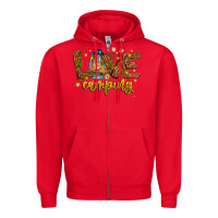 Red Love Camping Zipper Hoodie - CowhideDigitalArt