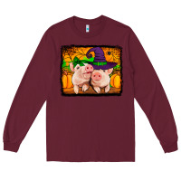 Burgundy halloween pigs Long Sleeve Tee - Jasminsmagicworld