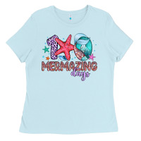 Baby Blue 100 mermazing days Ladies Tee - Artiststas