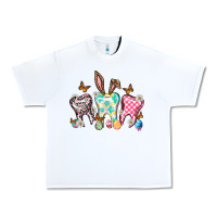 White Happy Easter Day teeth Urban Heavy Tee - HowdyJamesFarm