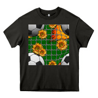 Asphalt soccer balls and sunflowers with goal nets seamless pattern Heavy Core Tee - BundleAndBundleShop