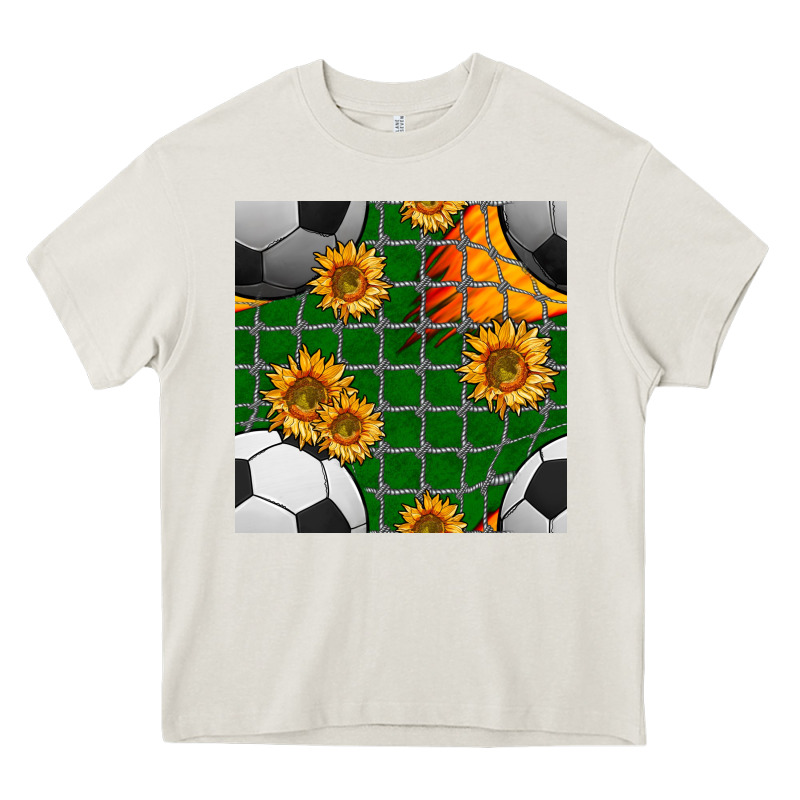 Soccer Balls And Sunflowers With Goal Nets Seamless Pattern Heavy Core Tee by BundleAndBundleShop | Teevron