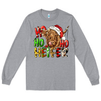 Heather Grey ho ho ho heifer Long Sleeve Tee - CowGirlArtShop