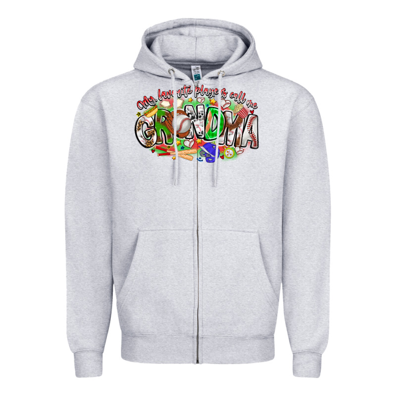 My Favorite Platers Call Me Grandma Baseball Zipper Hoodie by CowhideDigitalArt | Teevron