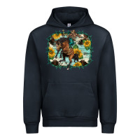 Navy western rodeo horse cowhide sunflowers Urban Hoodie - BarkalooDesign