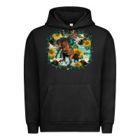 Pigment Black western rodeo horse cowhide sunflowers Urban Hoodie - BarkalooDesign