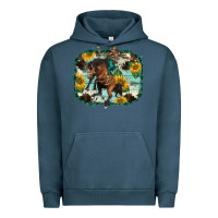 Pigment Midnight Navy western rodeo horse cowhide sunflowers Urban Hoodie - BarkalooDesign