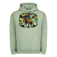Pigment Oil Green western rodeo horse cowhide sunflowers Urban Hoodie - BarkalooDesign