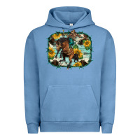 Pigment Pebble Blue western rodeo horse cowhide sunflowers Urban Hoodie - BarkalooDesign