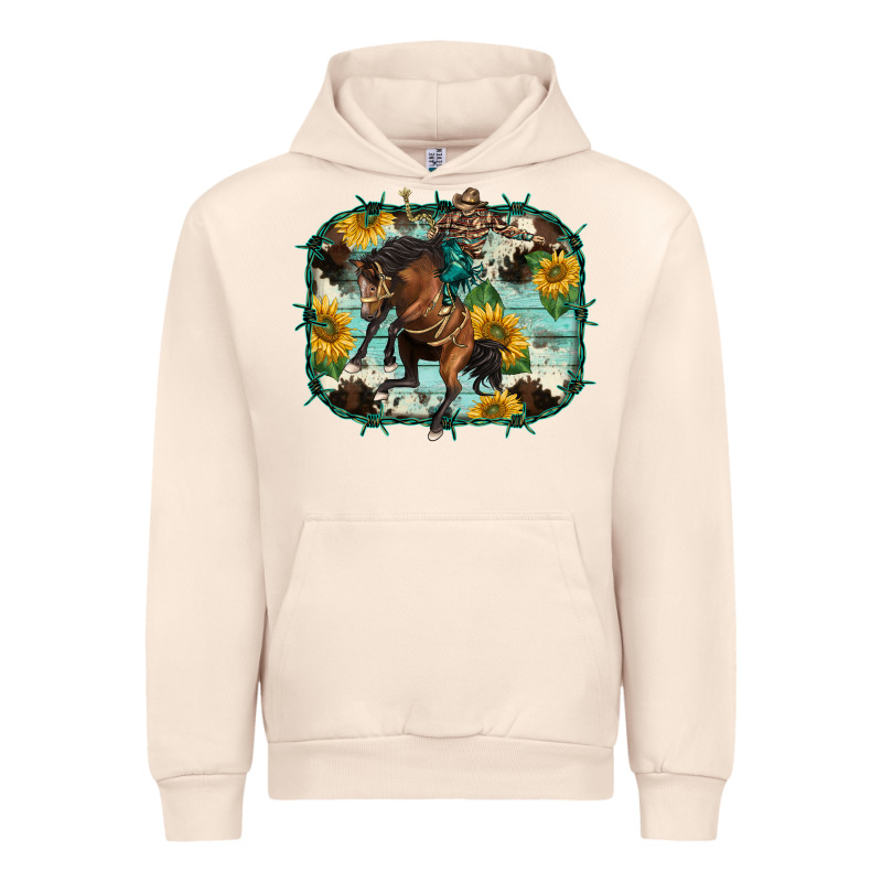 Western Rodeo Horse Cowhide Sunflowers Urban Hoodie by BarkalooDesign | Teevron