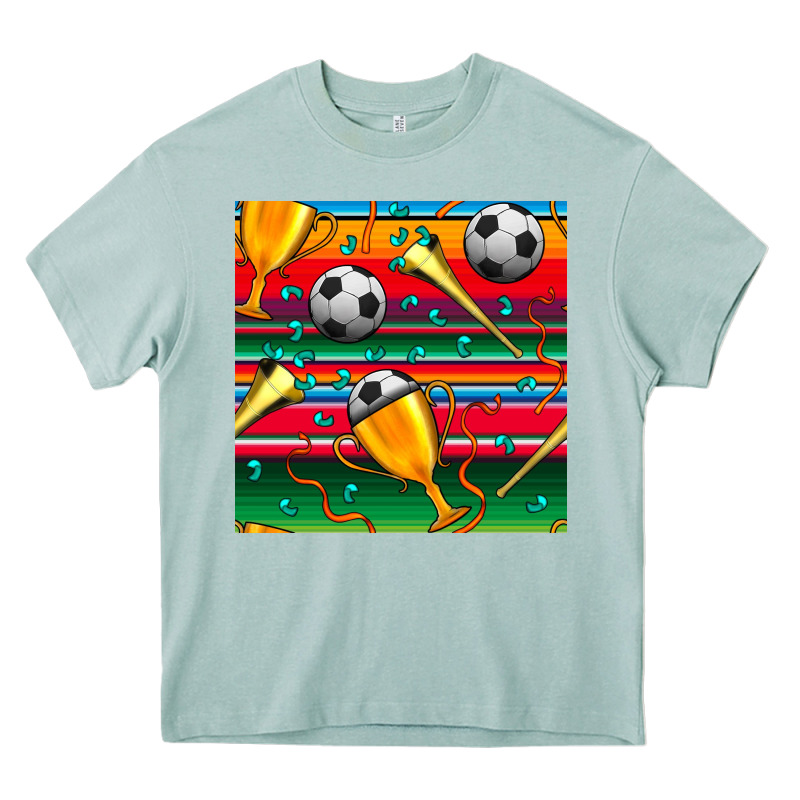 Soccer Winner Cup And Vuvuzela With Serape Seamless Pattern Heavy Core Tee by BundleAndBundleShop | Teevron
