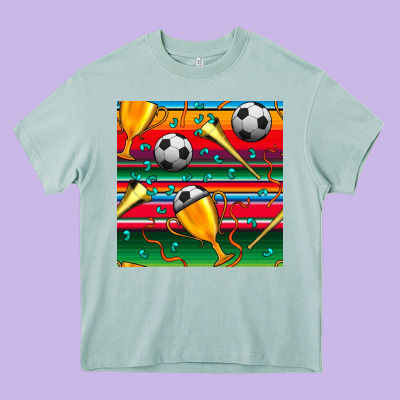 Soccer Winner Cup And Vuvuzela With Serape Seamless Pattern Heavy Core Tee Designed By Bundleandbundleshop