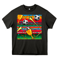 Asphalt soccer winner cup and vuvuzela with serape seamless pattern Heavy Core Tee - BundleAndBundleShop