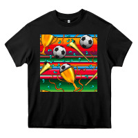 Black soccer winner cup and vuvuzela with serape seamless pattern Heavy Core Tee - BundleAndBundleShop