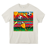 Cream soccer winner cup and vuvuzela with serape seamless pattern Heavy Core Tee - BundleAndBundleShop